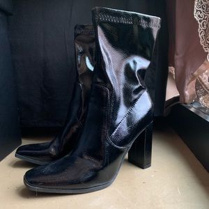Patent black booties
